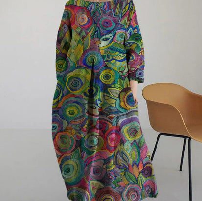 Vibrant Floral A-Line Dress by Greta 