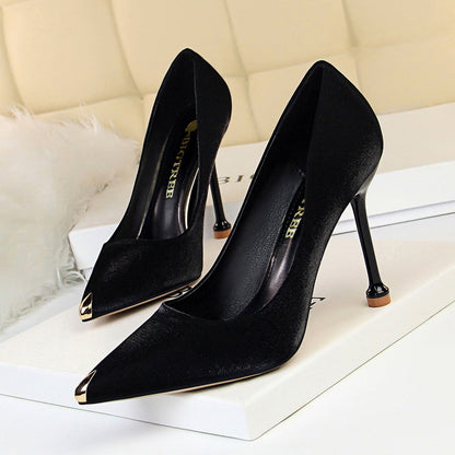 Elegant Metallic Satin Heels by Greta 