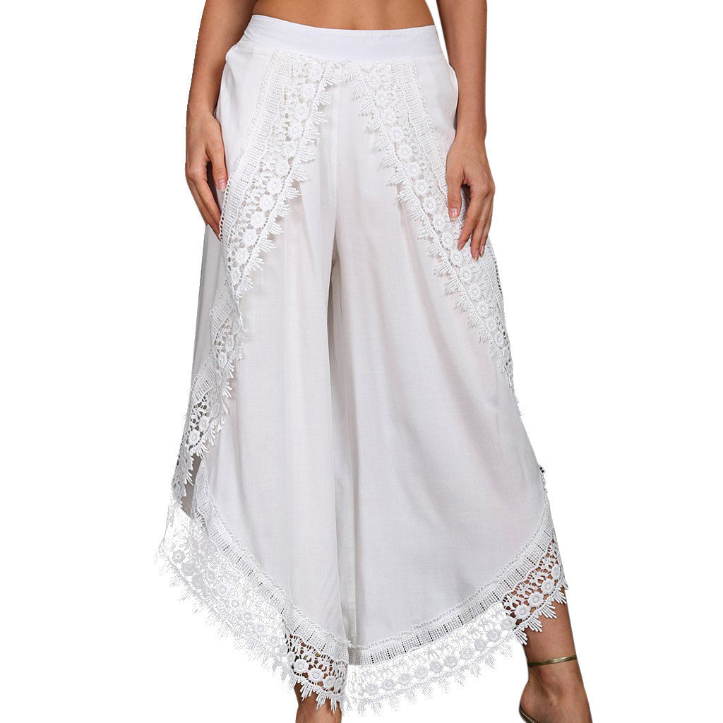 Elegant Wide-Leg Lace Pants by Greta 