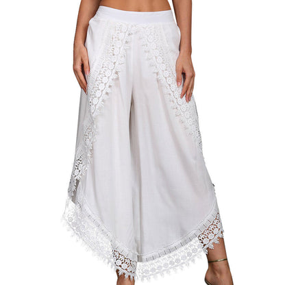 Elegant Wide-Leg Lace Pants by Greta 