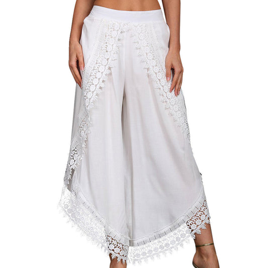 Elegant Wide-Leg Lace Pants by Greta 