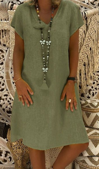 Vibrant V-Neck Everyday Dress by Greta 