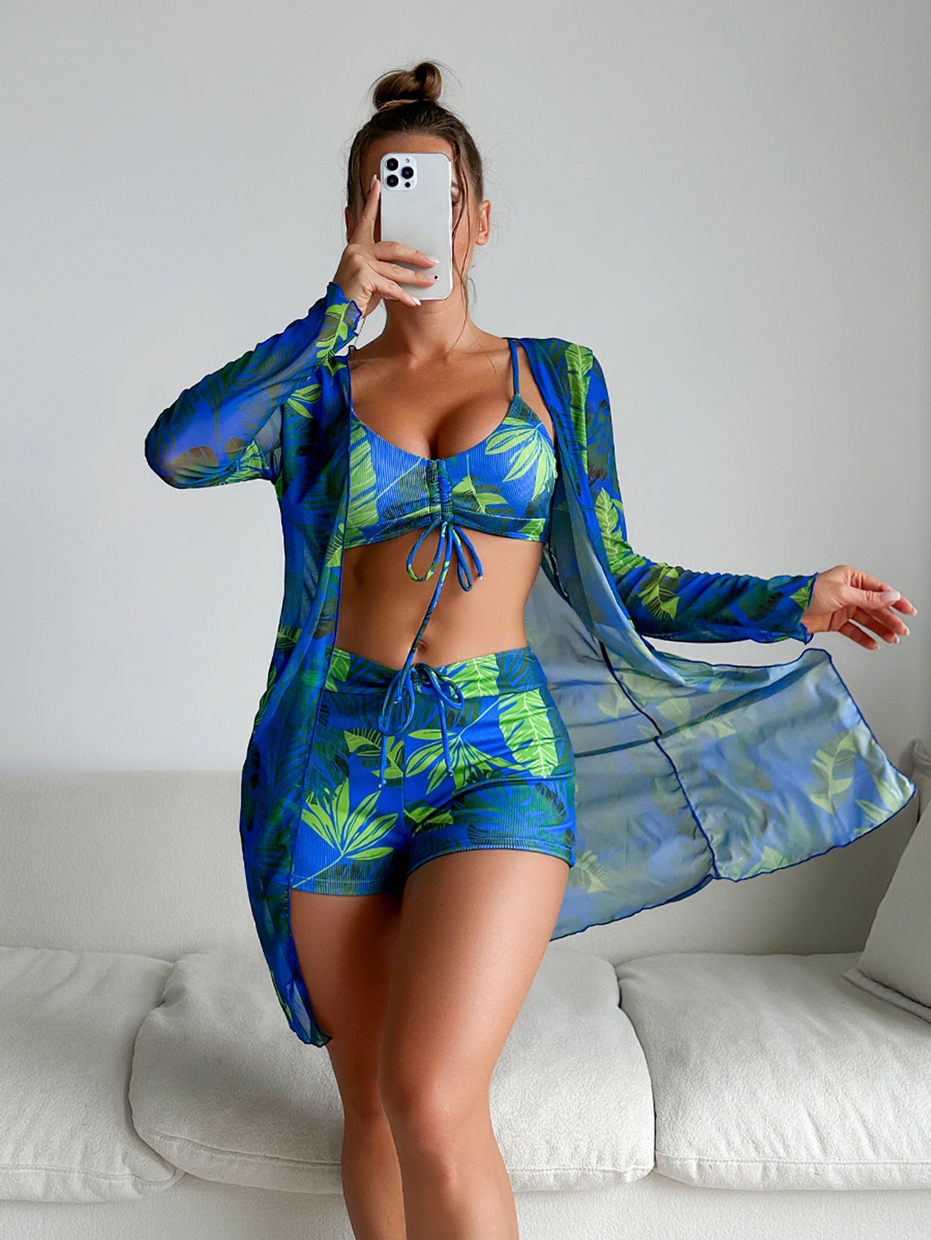 Vibrant Print Greta  Three-Piece Bikini Set