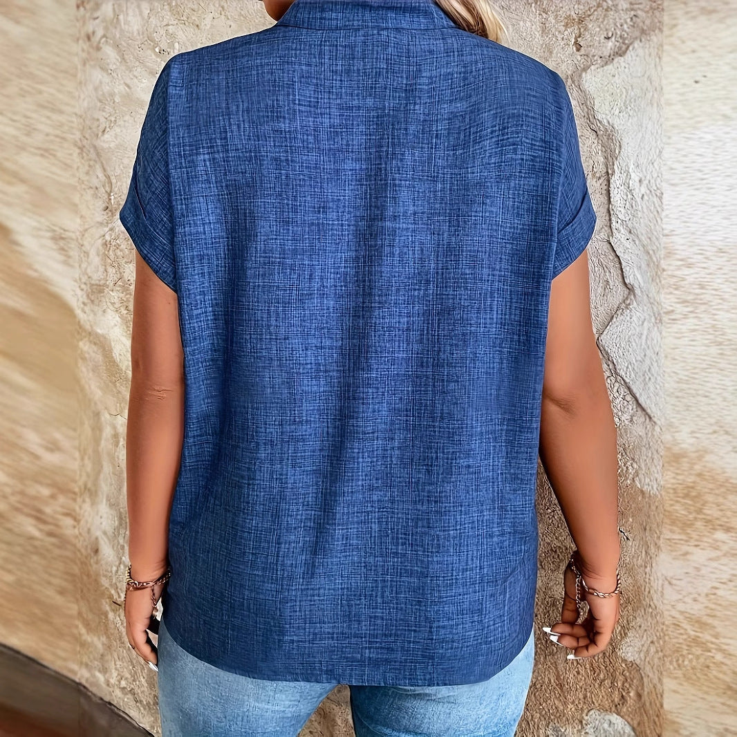 Elegant Greta  Notched V-Neck Batwing Blouse
