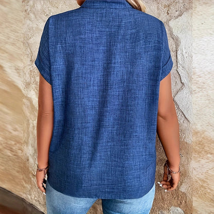 Elegant Greta  Notched V-Neck Batwing Blouse
