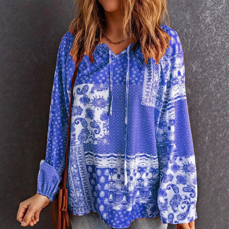 Boho Print Greta  Long Sleeve Blouse