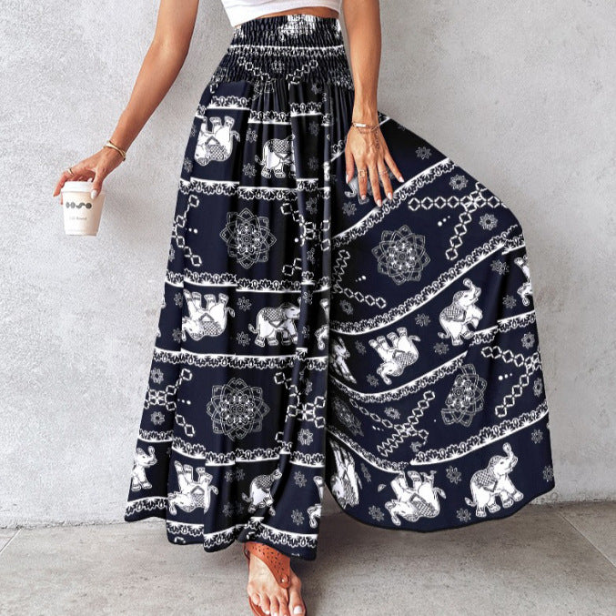 Retro Floral Wide-Leg Pants by Greta 