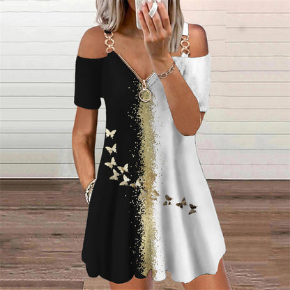 Chic Print Short Sleeve Dress by Greta 