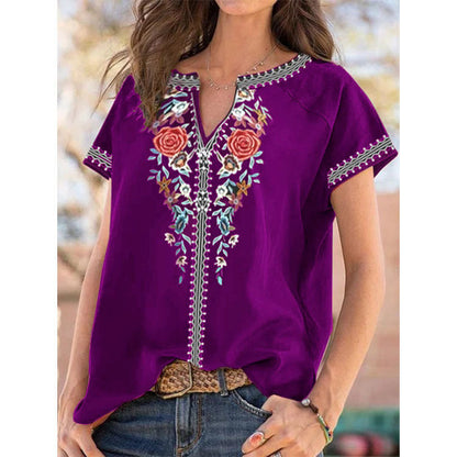 Ethnic Print Short Sleeve Top Greta 