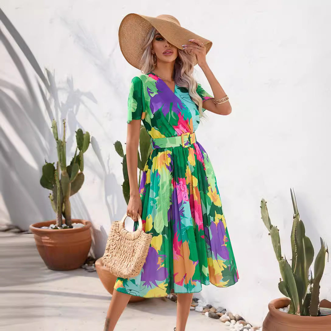 Vibrant Floral Greta  Summer Midi Dress