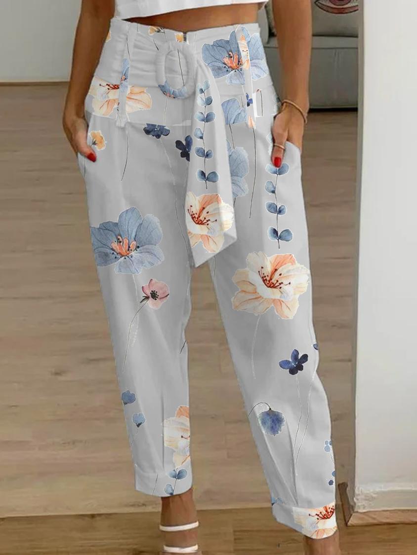 Floral Linen Cropped Pants Greta  Women’s