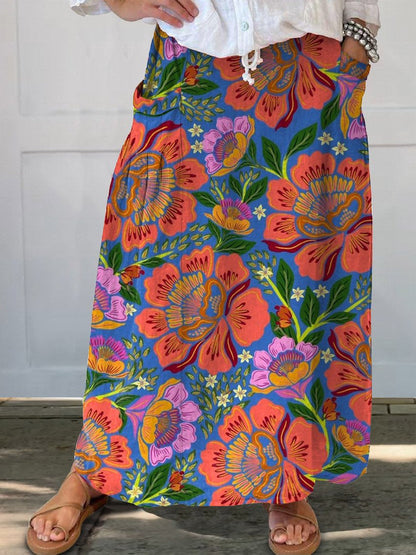 Retro Floral Greta  Everyday Pocket Skirt