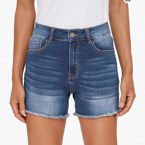High Waist Slim Fit Denim Shorts by Greta 
