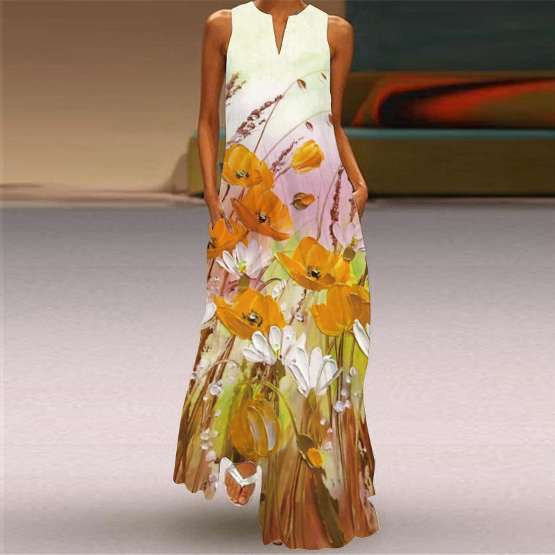 Vibrant Printed Maxi Dress Greta  Sleeveless