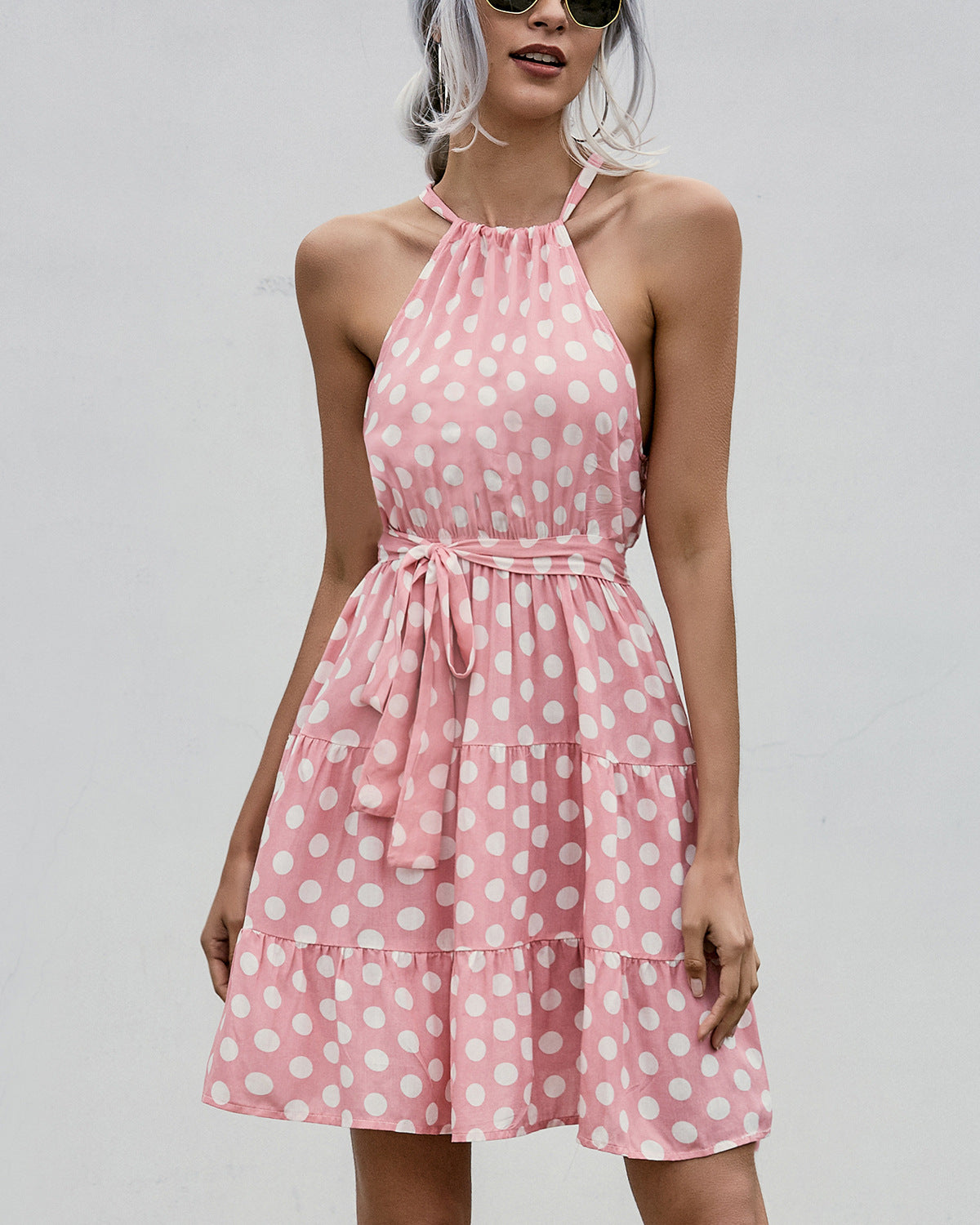 Chic Polka Dot Halter Dress by Greta 