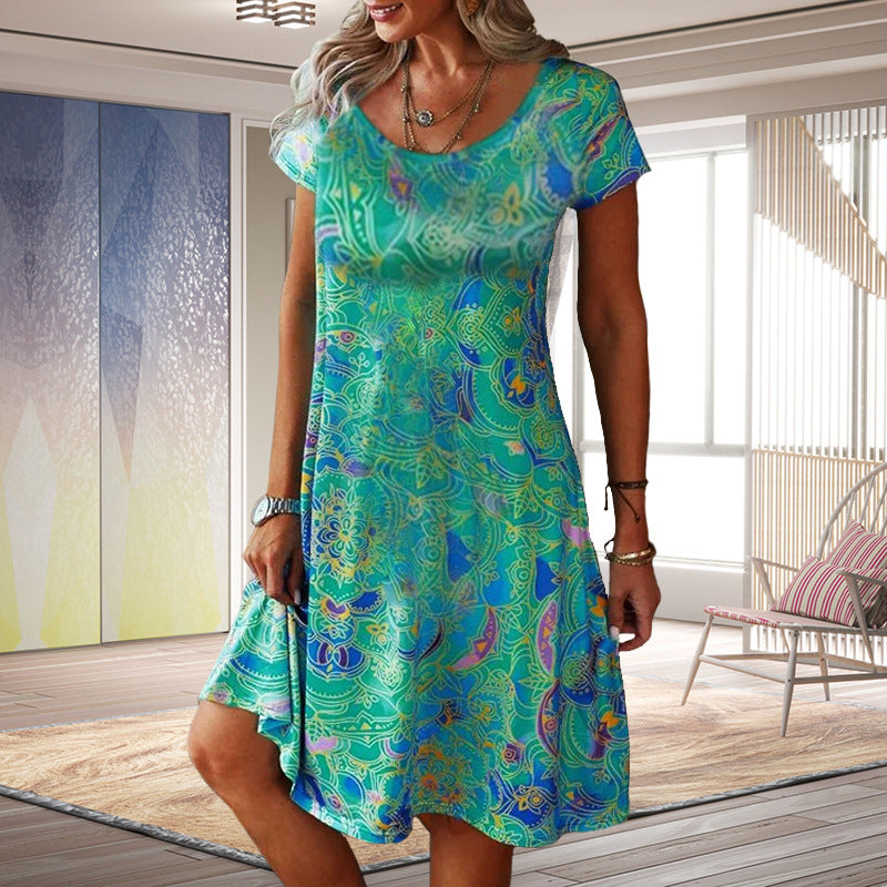 Floral Print Greta  Summer A-Line Dress