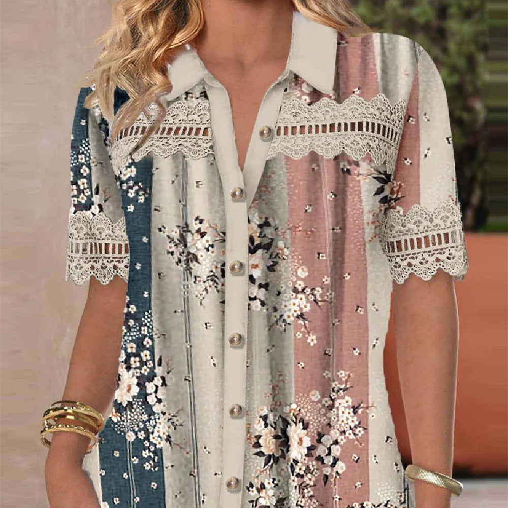 Chic Lace Digital Print Cardigan by Greta 