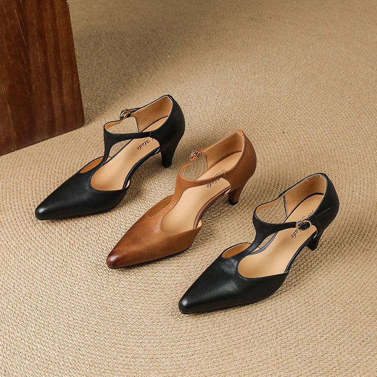 Retro T-Strap High Heel Sandals by Greta 