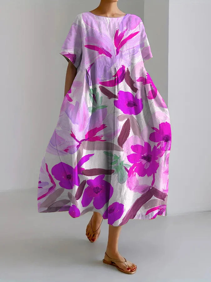 Artful Floral Greta  Summer Midi Dress