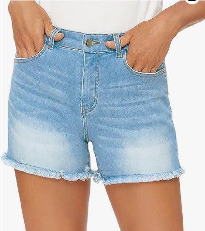 High Waist Slim Fit Denim Shorts by Greta 