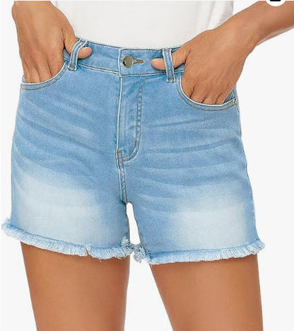High Waist Slim Fit Denim Shorts by Greta 