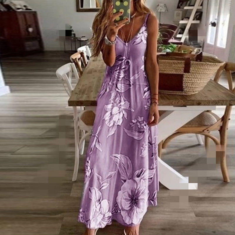 Floral Low-Cut Maxi Dress by Greta 