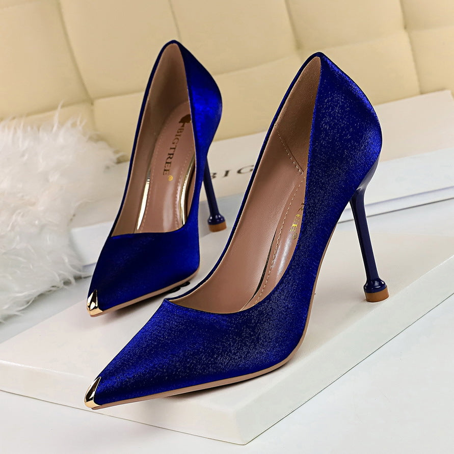 Elegant Metallic Satin Heels by Greta 