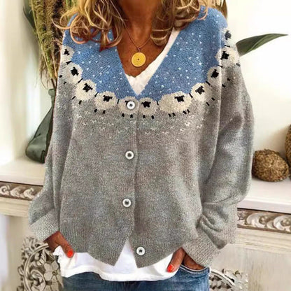 Vibrant Abstract Greta  Casual Cardigan