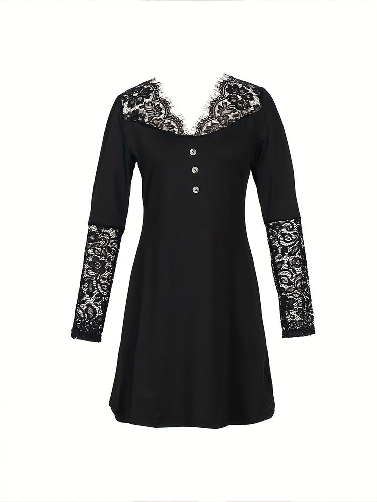 Elegant Lace V-Neck Dress by Greta 