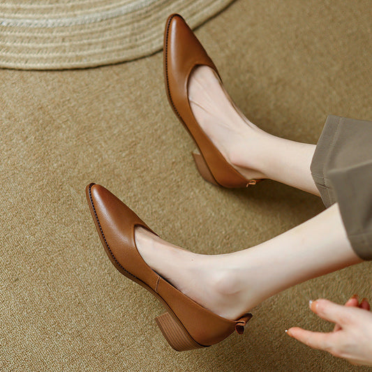 Elegant Sheepskin Low Heels by Greta 