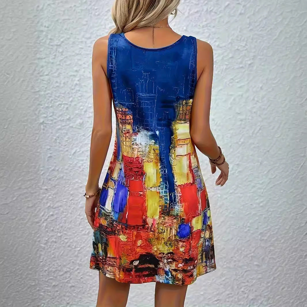 Vibrant Print Greta  Summer A-Line Dress