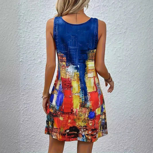 Vibrant Print Greta  Summer A-Line Dress