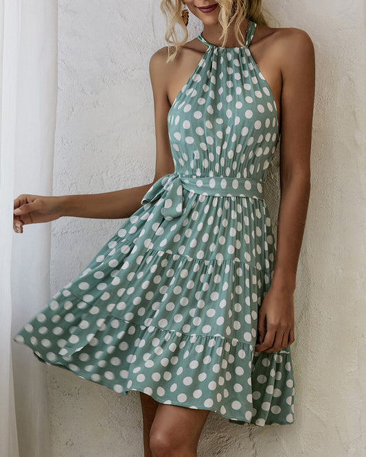 Chic Polka Dot Halter Dress by Greta 