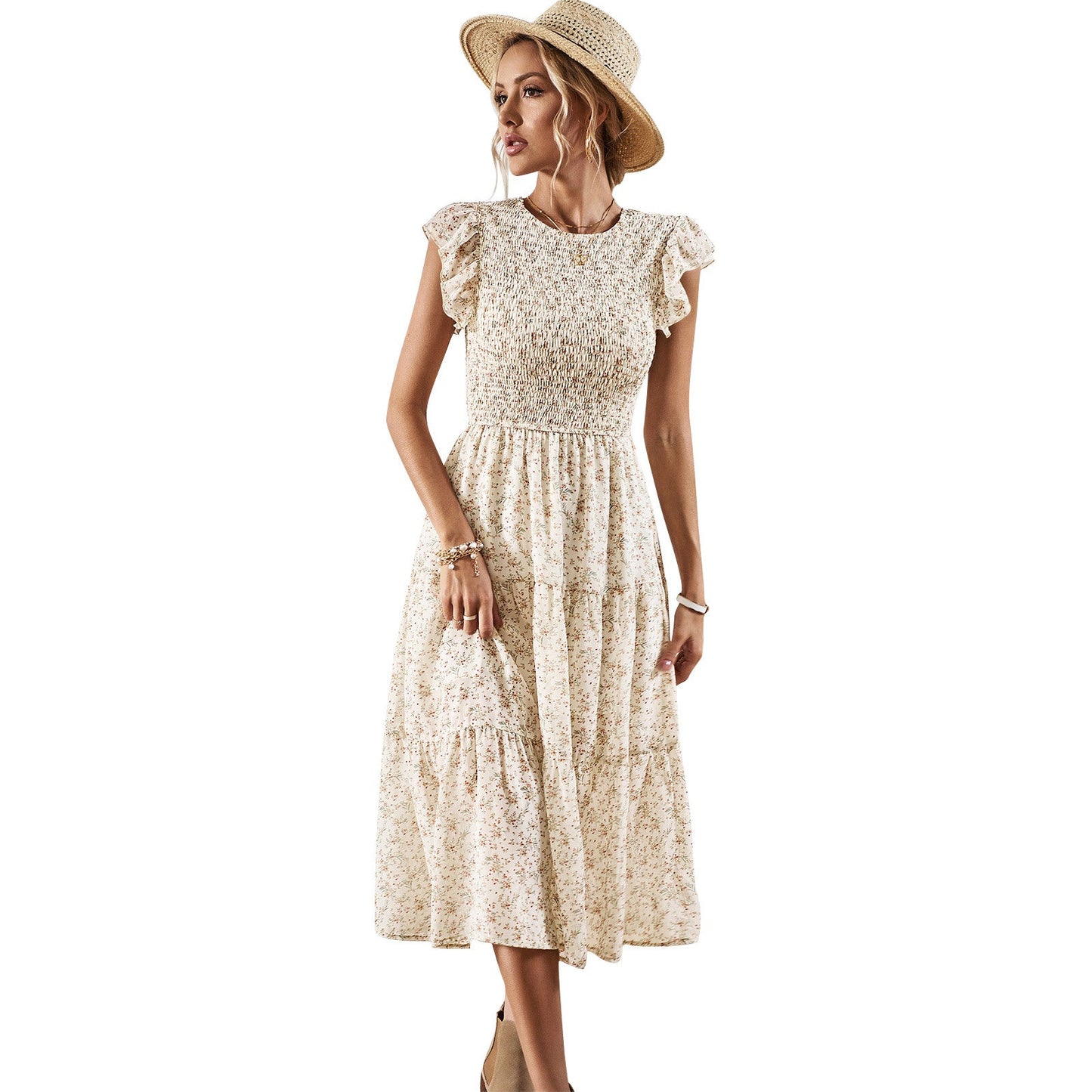 Elegant Floral Greta  Summer Midi Dress