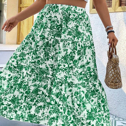 Floral Print Greta  Plus Size Maxi Skirt