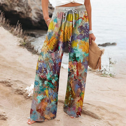 Boho Botanical Greta  Women's Wide-Leg Pants