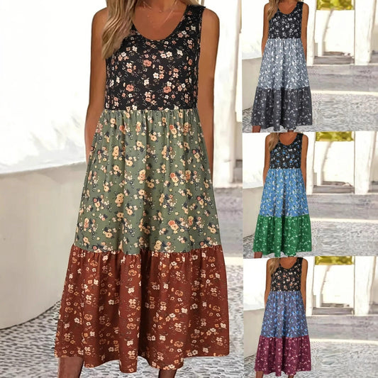 Floral Tiered Greta  Casual Vest Dress