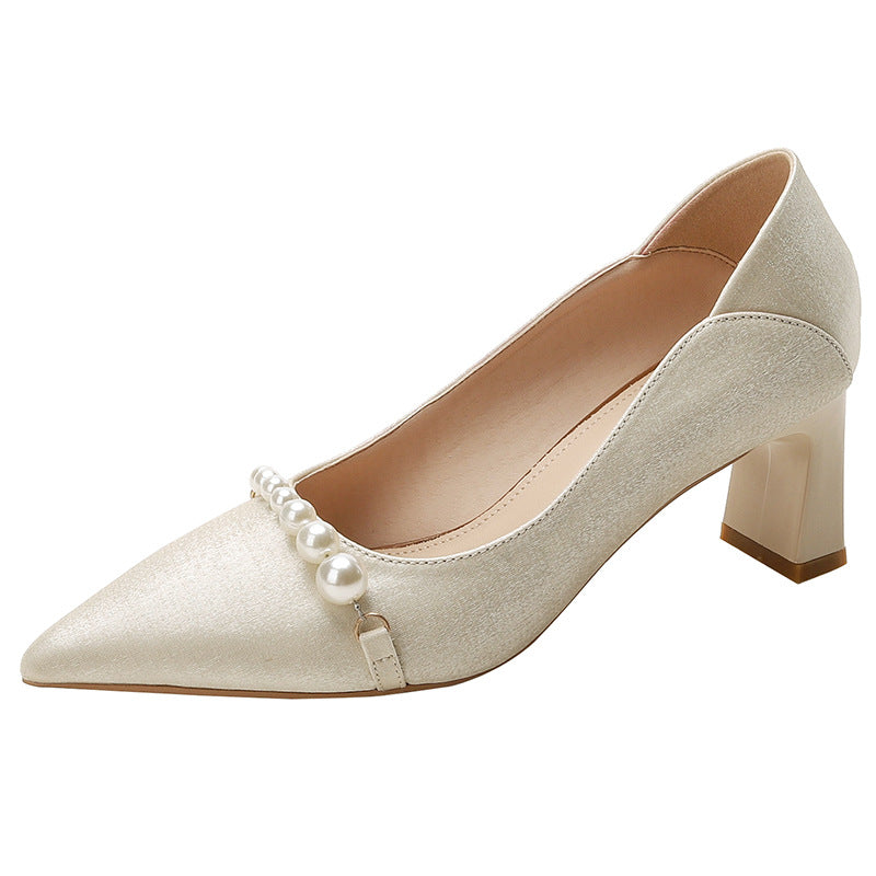 Elegant Pearl Pointed Heels by Greta 