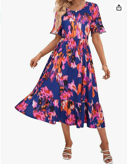 Floral Midi Greta  Summer Dress