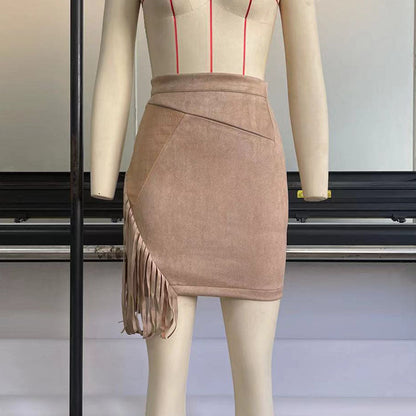 Chic Fringed Suede Skirt by Greta 