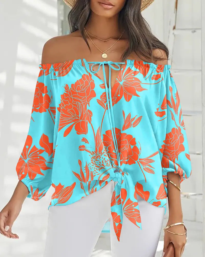 Chic Off Shoulder Printed Top Greta 