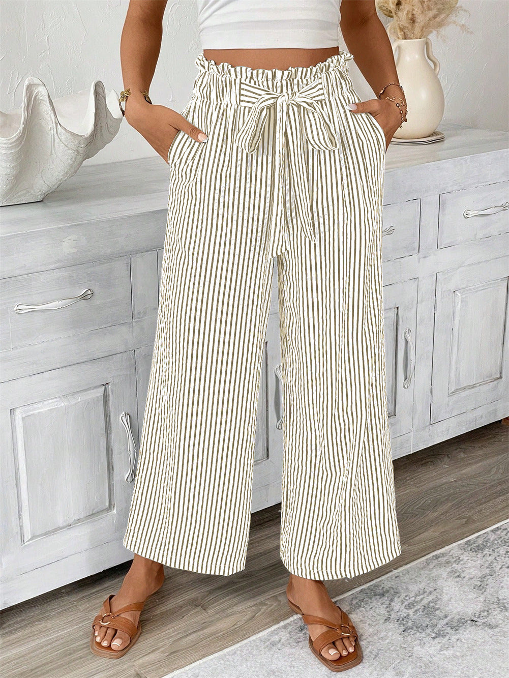 Striped Straight-Leg Pants by Greta 