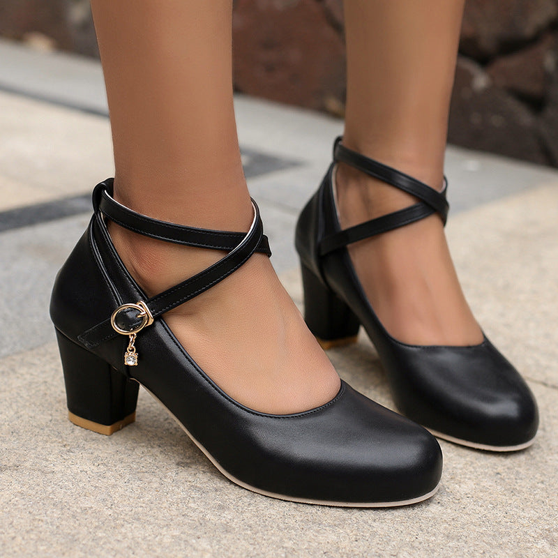Elegant Chunky Heel Mary Janes by Greta 