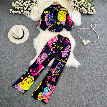 Vibrant Print Greta  Women's Loose Summer Set