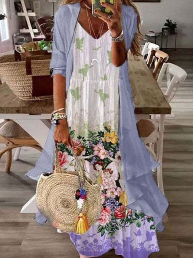 Floral Print Greta  Summer Two-Piece Dress Set