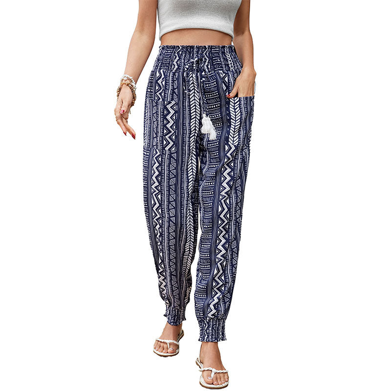 Boho High Waist Print Pants by Greta 