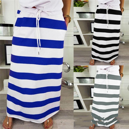 Striped Cotton A-Line Skirt by Greta 