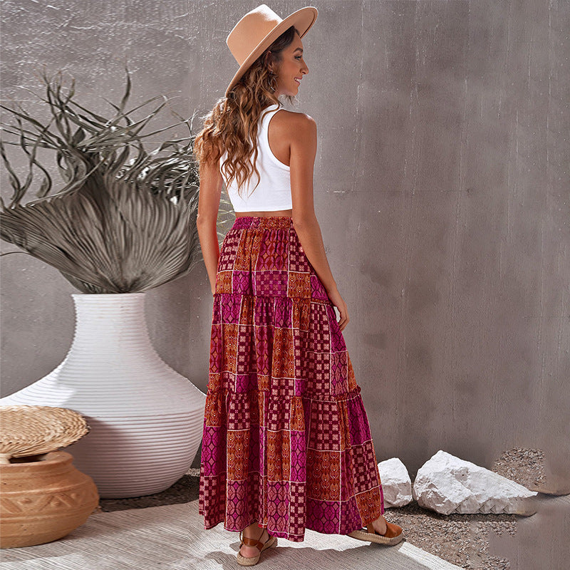 Bohemian Print Greta  Maxi Skirt