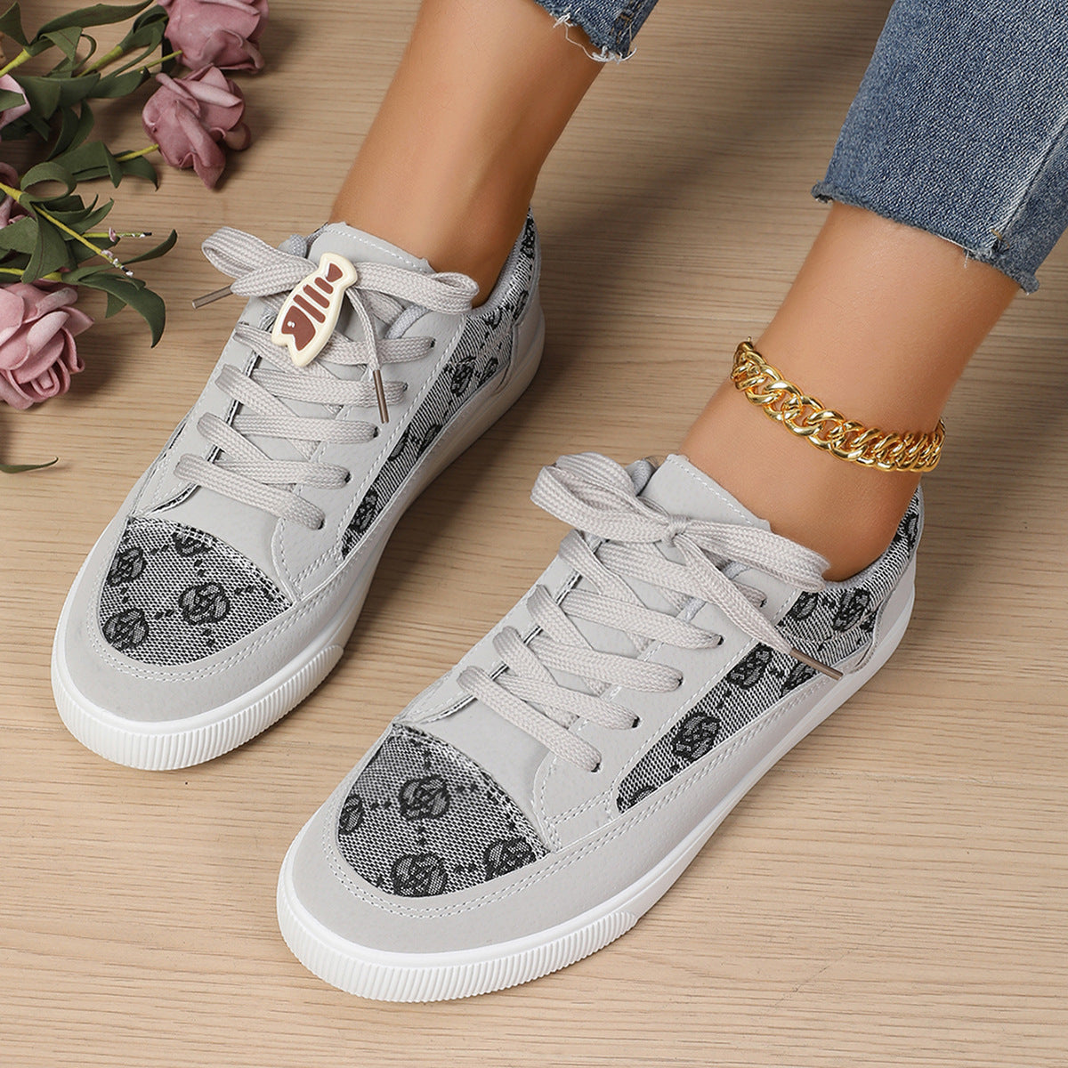 Floral Embroidered Greta  Casual Sneakers