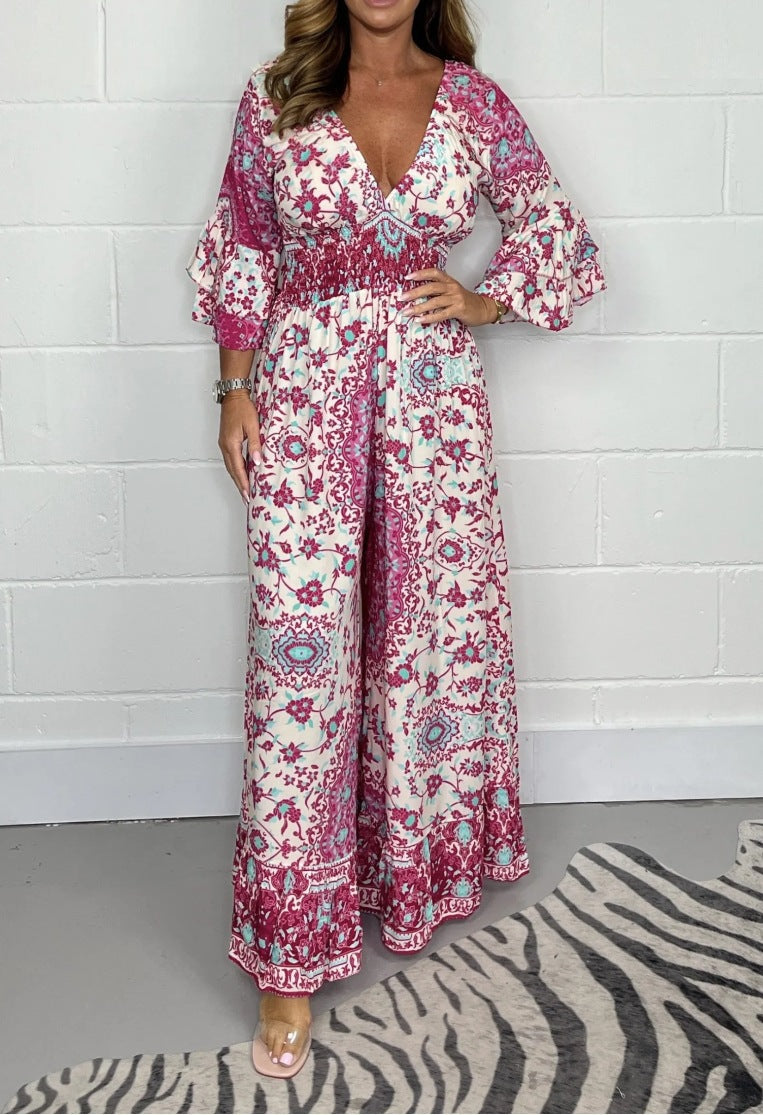 Boho Printed Greta  Plus Size Jumpsuit
